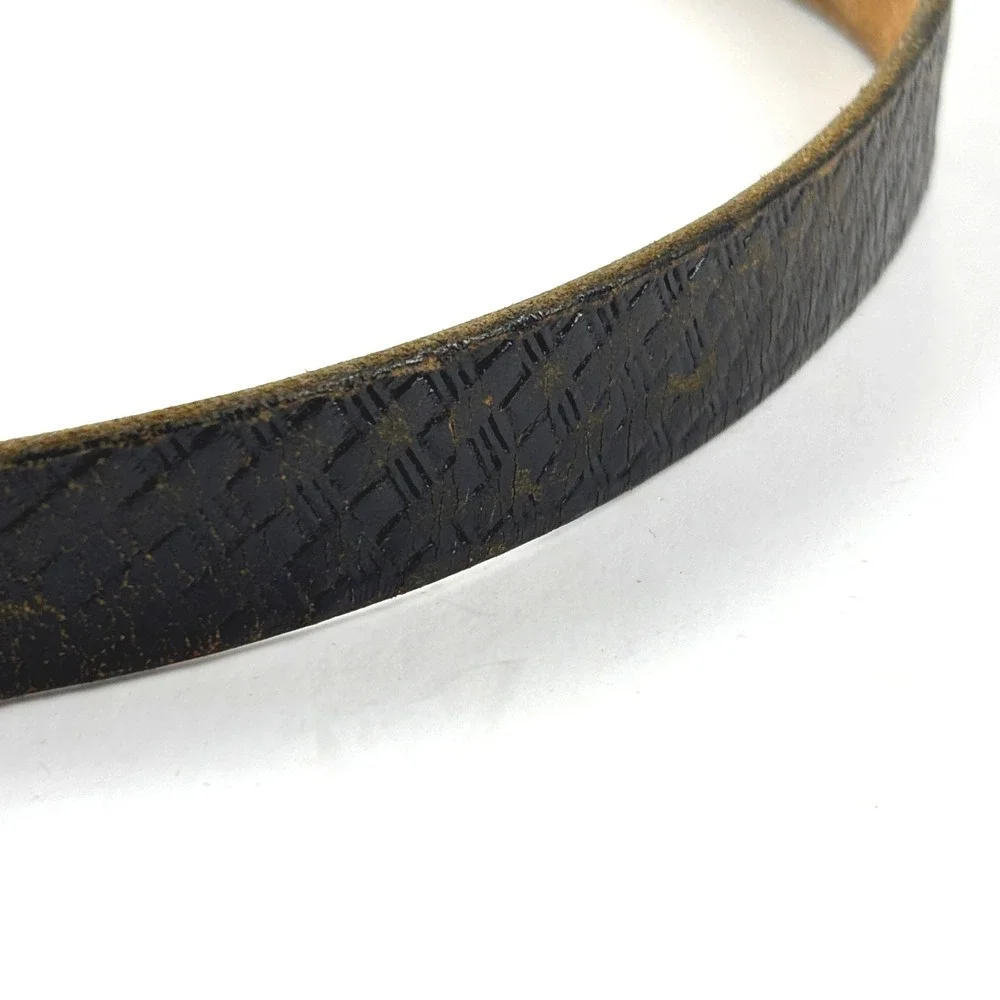 Leather Belt Unisex 36 Dark Brown‎ Fair Distressed Basketweave Vintage
